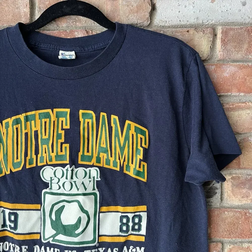 Vintage Cotton Bowl T Shirt XL 80s Champions 1988 Texas A&M Notre Dame XL - Picture 7 of 16